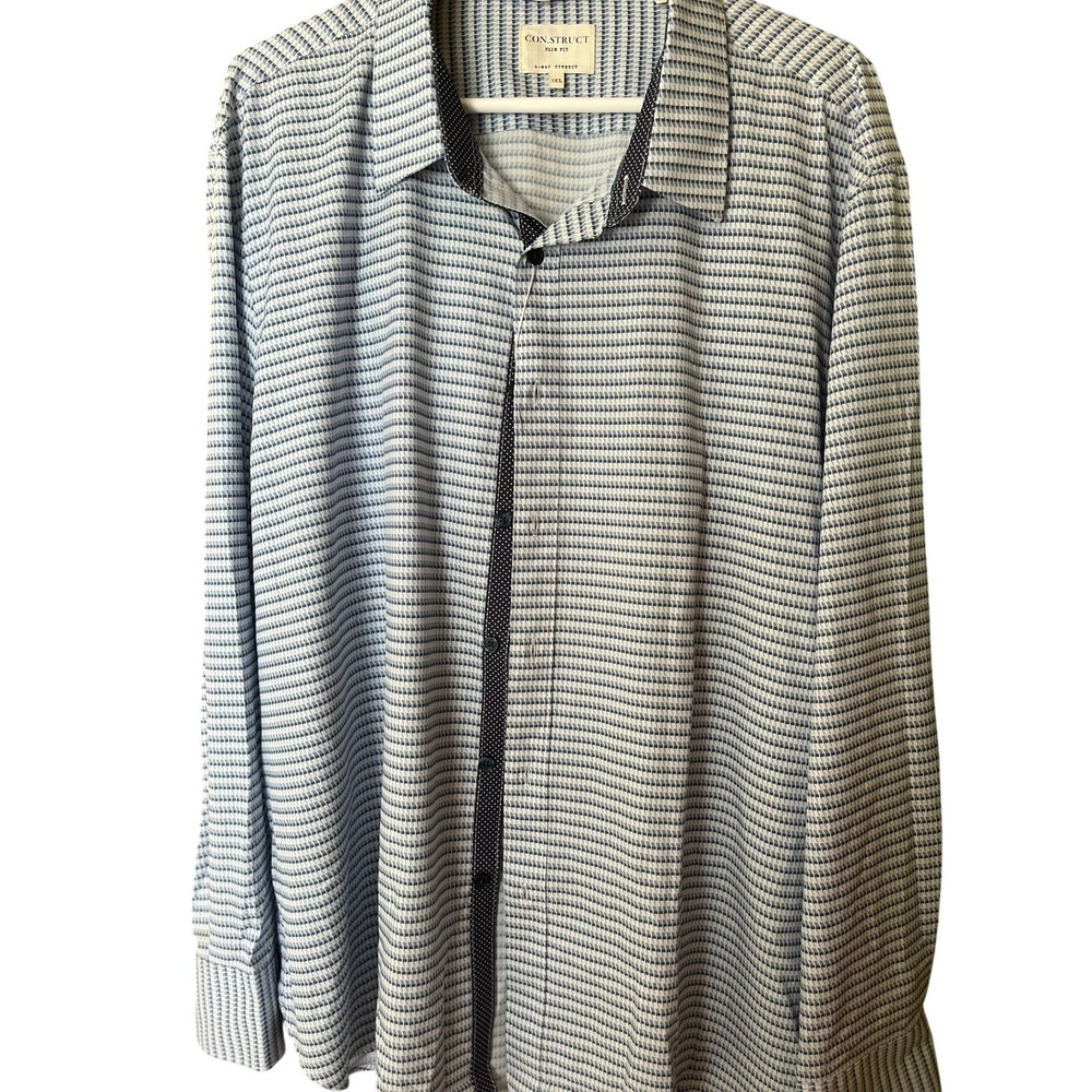 CON.STRUCT XXXL Blue Houndstooth Long Sleeve 4-Way Stretch Shirt